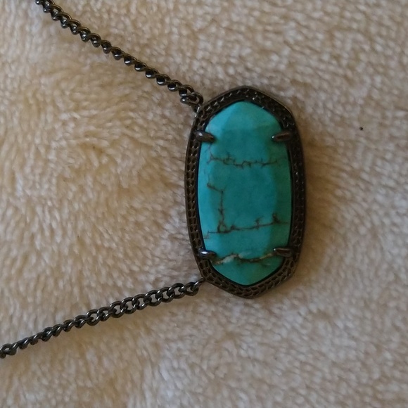 RARE KENDRA SCOTT • Gunmetal Dylan Turquoise Necklace - Picture 9 of 14